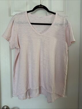WILT short sleeve Light Pink V-Neck Women's Top slub size large